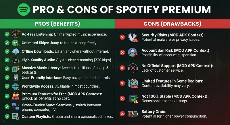Spotify Premium APK: Pros & Cons